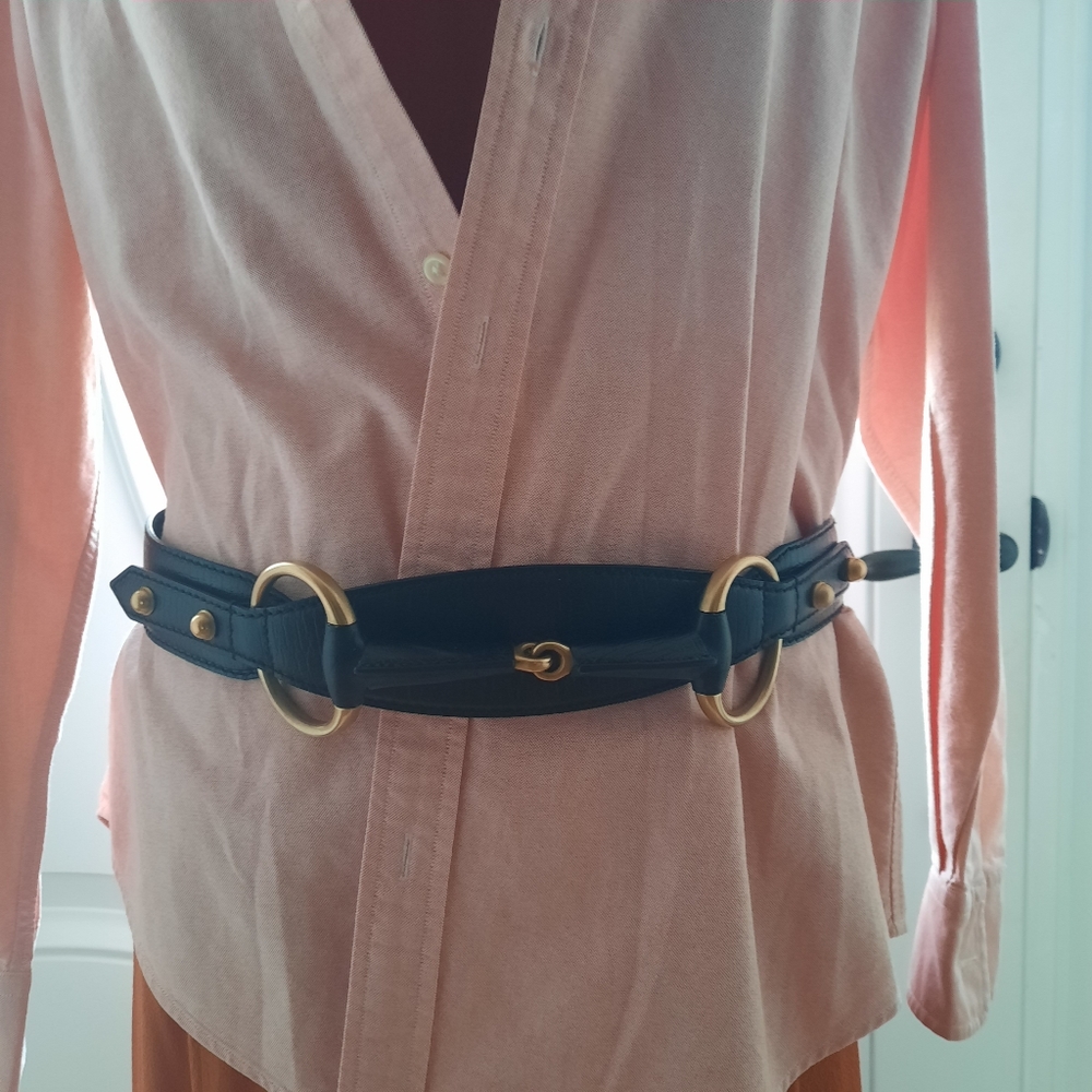 Gucci Women's Black 1955 Horsebit Wide Leather Belt Size M - Picture 5 of 14